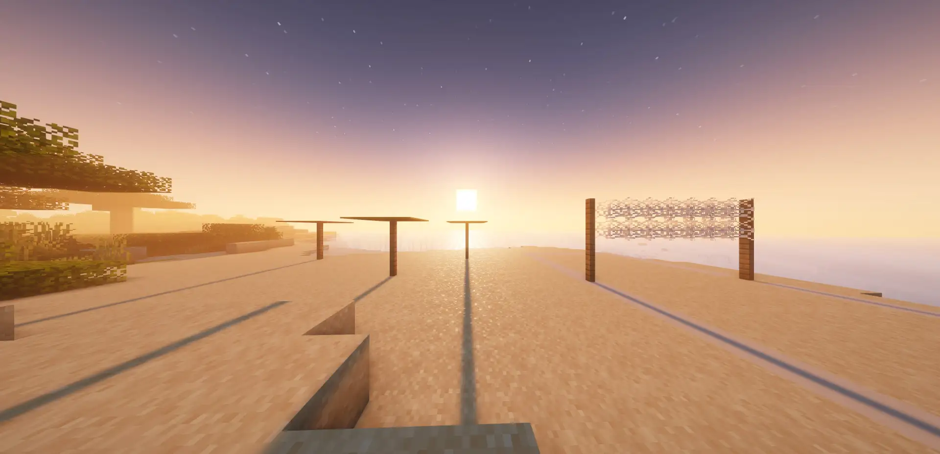 Sunrise on decorated beach